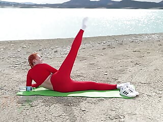 Doing Yoga Stretching Nerby..
