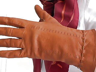 Sniffing Leather Gloves with..